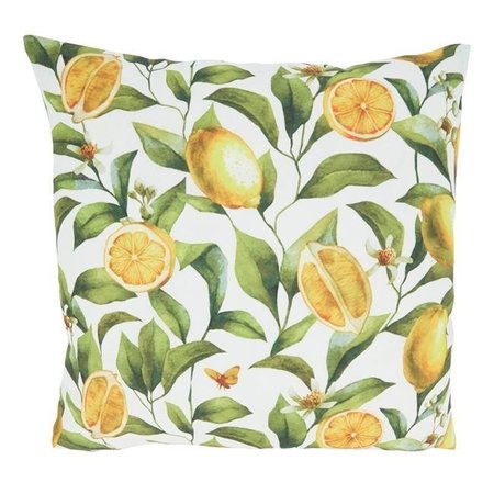 SARO Saro 7014.M18SP 18 in. Lemons Design Outdoor Square Throw Pillow with Poly Filling; Multi Color 7014.M18SP